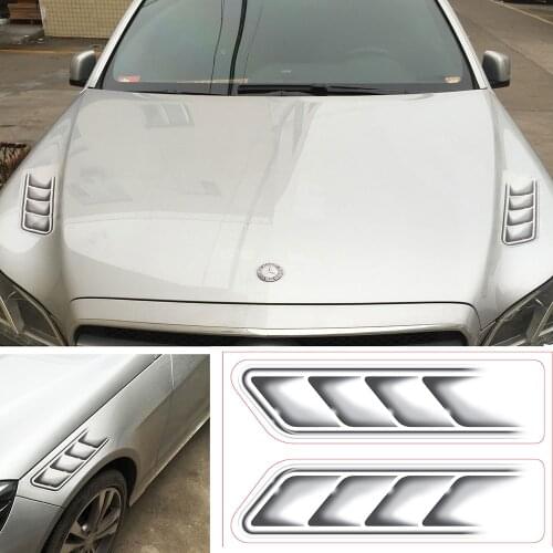 2pcs Fake Air Vent DIY Car Stickers Creative 3D Shark Gills Hood Bonnet Door Decoration Exteral Off Road 4x4 Auto Accessories
