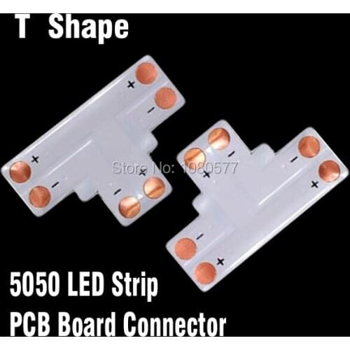 20pcs/lot 10mm 2pin LED Corner Connector T Type, LED PCB Board No Soldering Connector For SMD5050/5730 Single Color Strip