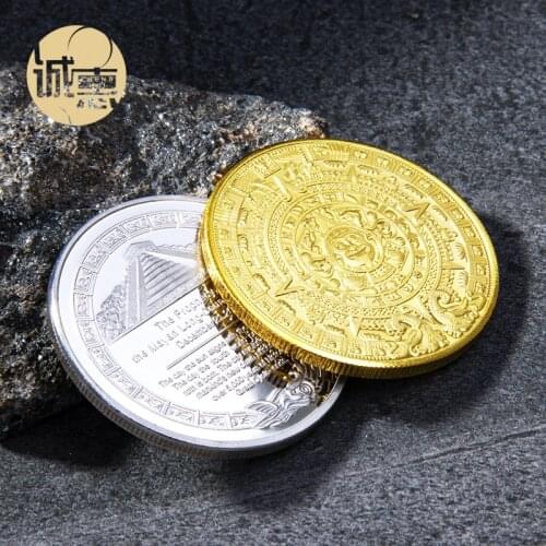 2020 NEW Mexican Maya Aztec Calendar Prophecy Culture Gold Plated 999 Replica Commemorative Coin Collectibles