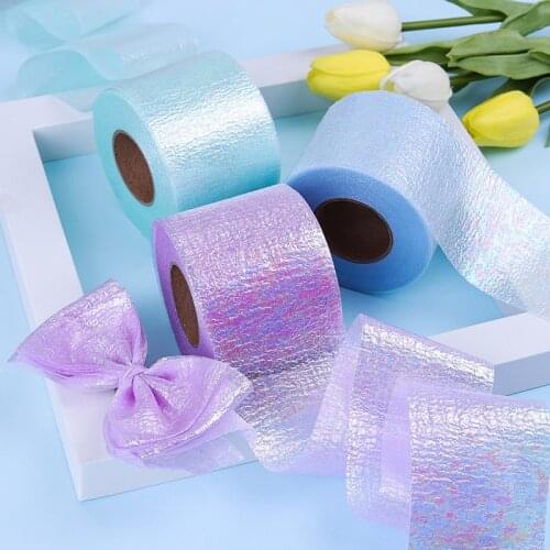 25Yards/Roll 6CM Solid Color Tulle Roll Glitter Sequin Ribbon HX021 DIY Bow Hair Accessories Tutu Skirt Girl Hairpin Material