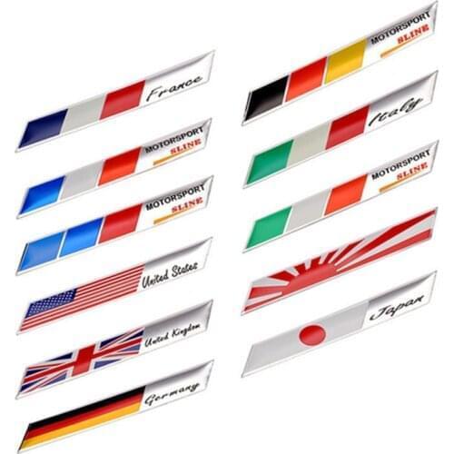 3D Aluminum Car Sticker USA UK Russia German France Sweden Spain Italy Map National Flag Grill Emblem Badge Motorcycle Decal