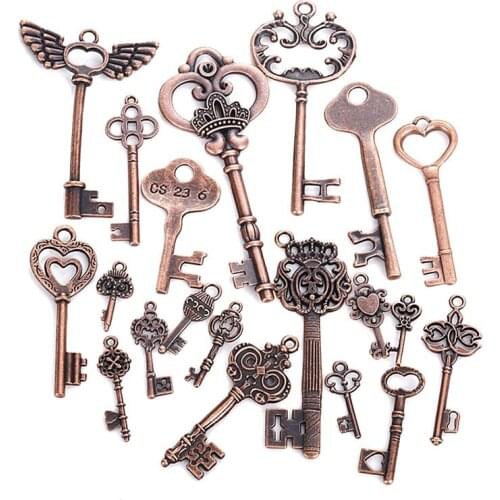 40pcs Classic Vintage Mixed Key Charms Pendants DIY Fashion Handmade Decoration Key Shape Charms For Jewelry Making