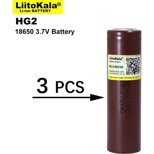 3PCS/LOT Liitokala New 18650 Battery HG2 3000mAh 3.6V Lithium Continuous Discharge 20A Dedicated Electronic Power Battery
