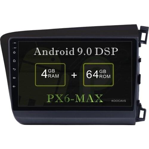 KOOCAVS 9" IPS Android 9.0 Car GPS Radio Player for Honda Civic RHD 2012 2013 2014 right 4GB+64GB Stereo Multimedia Headunit