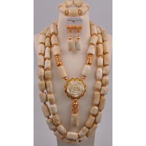 White Coral Jewelry Costume Necklace Bridal Set African Wedding Coral Beads Bridal Jewelry Sets 317-E2
