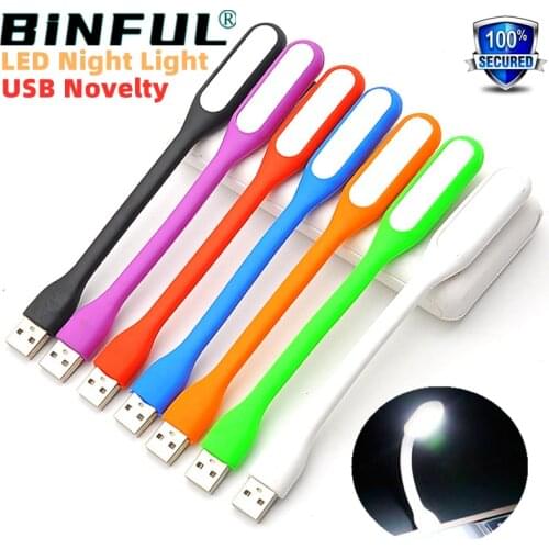 BiNFUL For PC Power Bank Notebook LED Night Lamp 6 LED Chips 360 Degree Flexible Small Table Lamp Portable USB Mini Desk Lights