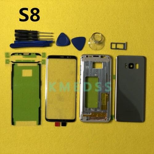Full Housing Case For Samsung Galaxy S8 G950F S8 Plus G955F LCD Panel Middle Frame Battery Door Cover + Front Glass Lens + Tools