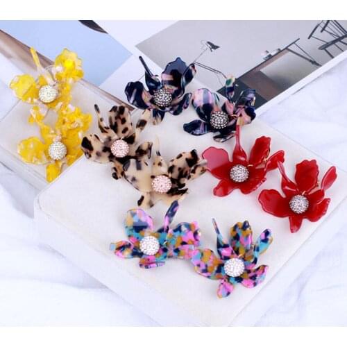 CSxjd luxury blue Multicolor resin lily flower earring Exaggerated Women earrings jewellery
