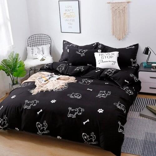 Home Textiles Bedding Set Girl Kid 3/4pcs Bedlinen Cartoon Cute Dog Duvet Quilt Cover Pillowcase Flat Bed Sheet King Twin Full