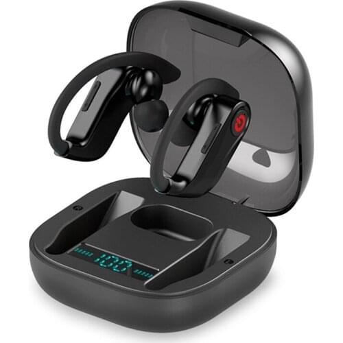 LED Display Bluetooth 5.0 Headset 9D Stereo Sound Ear Hook Wireless Earphone for Huawei P30 Pro Xiaomi Note 7 Pro Mi 9