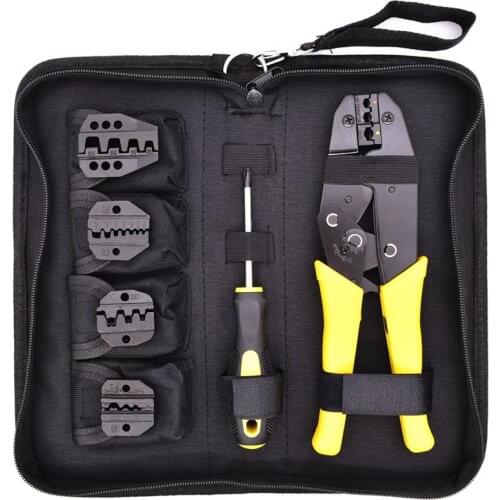 Wire Crimper Set Decrustation Engineering Ratchet Terminal Crimping Plier Electrical Hand Tool With Screwdriver 4 Spare Termin