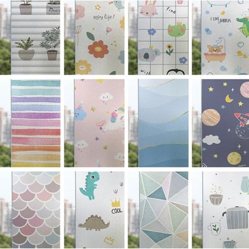 Cartoon pattern electrostatic frosted glass window film bathroom opaque anti-lighting bathroom window grille privacy film