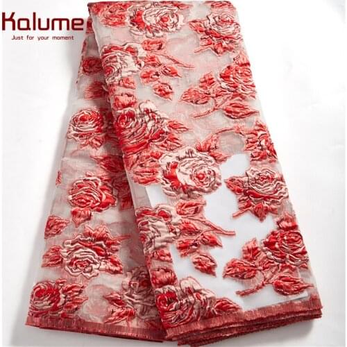 Kalume 2021 Latest Brocade Lace Fabric African Jacquard Lace High Quailty 5 Yards Nigerian Gilding Lace For Diy Dress H2503
