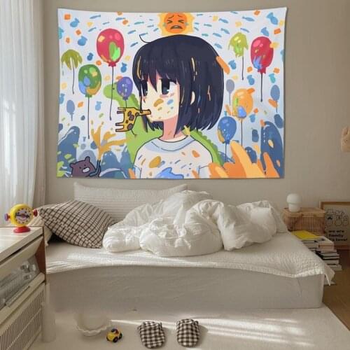 Kawaii Room Decor Tapestry Cartoon Cute Girl Bedroom Background Cloth Aesthetic Room Decor Mural Cute Room Decor Wall Hanging