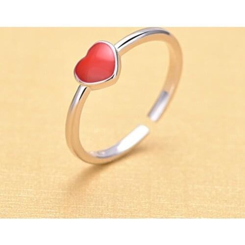 Classic Accessories 925 Sterling Silver Rings Open Finger Red Heart Rings For Women New Mothers Day Bridesmaid Gifts