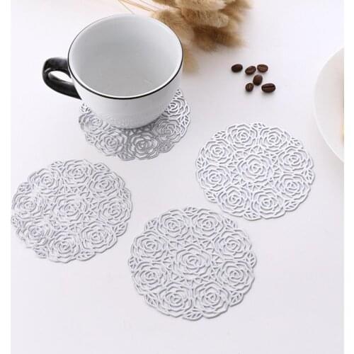 Compact Fashion Heat-insulated Bowl Place Mat Hollow Pattern Drink Coaster Tear Resistant for Coffee