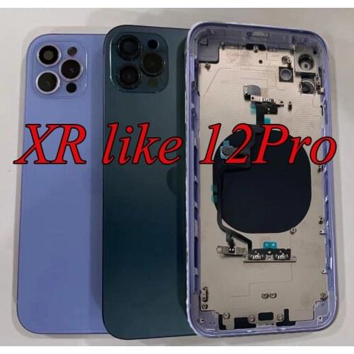 6.1 Inch For iPhone XR Housing like 12Pro Alumium+ Ceramic Glass Battery Cover , for iPhone XR Turn into 12Pro Rear Chassis