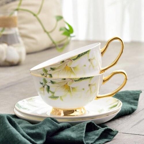 Creative Bone China Coffee Cups And Saucers 220ml Pastoral Tea Set Latte Cup Coffeeware Porcelain Mug Gift For Friends Birthday