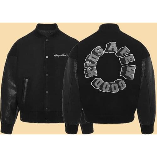 High Street Brand FFF AFGK 21ss Hot Fix Rhinestone Logo Black Mens Jacket Mens Clothing Techwear Traf Women Coat Mens Coat