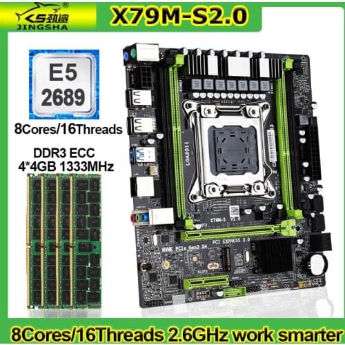 X79 Motherboard Set with xeon E5 2689 CPU + 16GB DDR3 ECC 1333MHz RAM Gaming Office PC placa mae Set x79 assembly kit LGA 2011