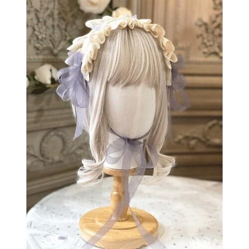 Dream of Whale Island Sweet Handmade Headwear Hairband Headband Hair Ribbon Lolita Bows Elegant Purple Original Design
