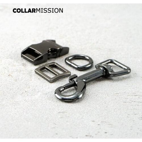 Metal buckle+Tri-Glid+D ring+metal dog clasp/set) retailing 15mm for DIY dog collar set harness high quality DIY accessories