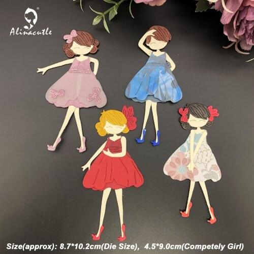 Alinacutle Metal Cutting Dies Cut Lovely Bow Girl Scrapbooking Paper Craft Handmade Album Card Punch Art Dies 21011010