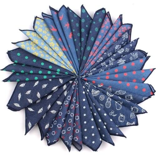 Suits Jeans Pocket Square For Men Women Denim Chest Towel Hanky Gentlemen Hankies Mens Suit Handkerchief Dots Pocket Towel