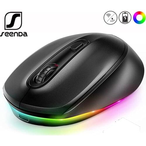SeenDa Bluetooth-compat Wireless Mouse Rechargeable 2.4G LED Backlit Gaming Mouse 2400DPI Computer Mouse for Gamer Laptop iPad