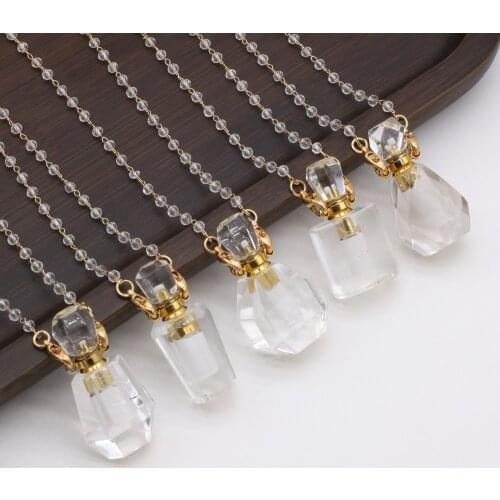 Natural Stone Perfume Bottle Pendant Exquisite Section White Crystal For Jewelry Making Charms DIY Necklace Accessory