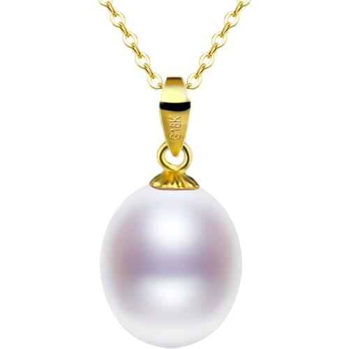 XF800 Pure 18K Yellow Gold Necklace Pendant Natural Freshwater Pearl Trendy Party Gift Real Au750 Fine Jewlery For Women D221