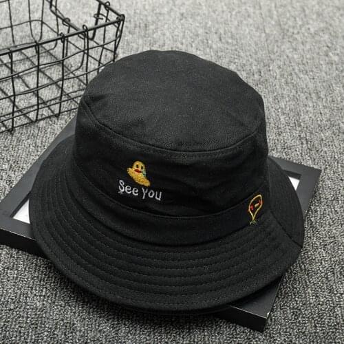 New Duck Bucket Hat Women Men Summer Panama Hip Hop Caps Funny Embroidery Cotton Fisherman Hat Bob Outdoor Travel Beach Sun Hats