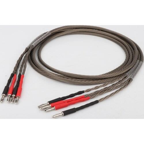 Pair Hi-end OFC Silver Plated Audio Wire Cable Hifi Banana to Banana Speaker Cable Audiophile Cable loudspeaker cable