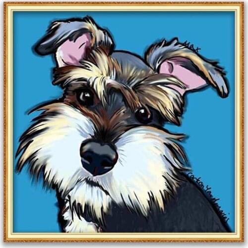 Full Square / Round Diamond 5D DIY schnauzer dog cute pet dog Diamond Painting Embroidery Cross-stitch Mosaic Home Decoration