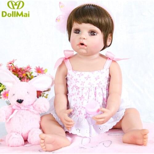 56cm Full Body Silicone Newborn Baby Doll Like Real Soft Vinyl Reborn Babies Bath Shower Toy Dolls bebe reborn Girl Gift