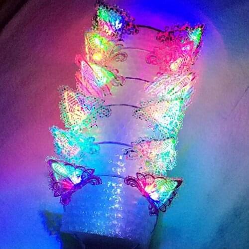 Led Headband For Kids Lace Cat Ears Headwear Luminous Toys Items for Wedding New Year Christmas Glow Party Supplies