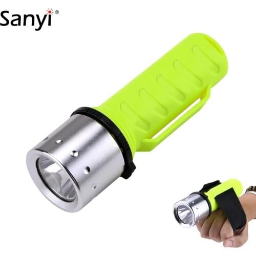 Sanyi XML T6 LED Waterproof Scuba Diver Diving Flashlight Underwater Dive Torch Light Lamp with Wrist Strap for 18650/3xAAA