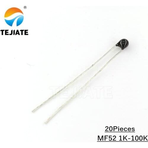 20pcs MF52AT MF52 B 3950 NTC Thermistor Thermal Resistor 5% 1K 2K 3K 4.7K 5K 10K 20K 47K 50K 100K NTC-MF52AT