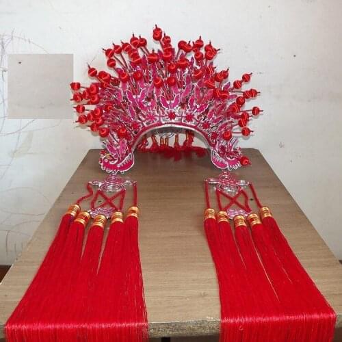 Opear Tiaras Wedding Bride and Groom Hair Set Chinese Ming Dynasty Empress Hair Tiaras Phoneix Tiaras and Top One Scholar Hat