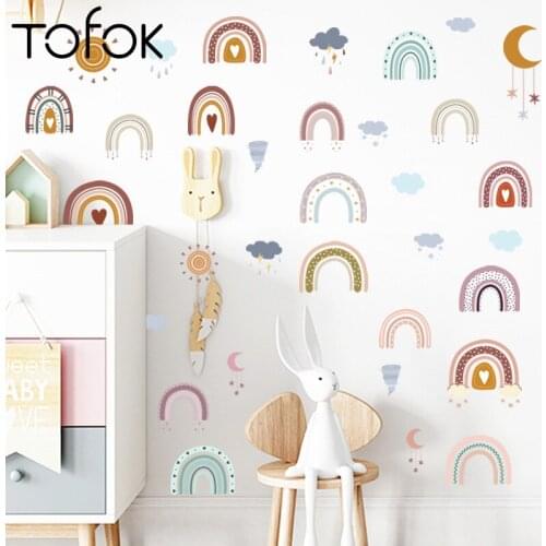 Tofok Rainbow Weather Stickers Childrens Room Bedroom Decoration Stickers Clouds Weather Self-adhesive Wall Stickers Wallpaper