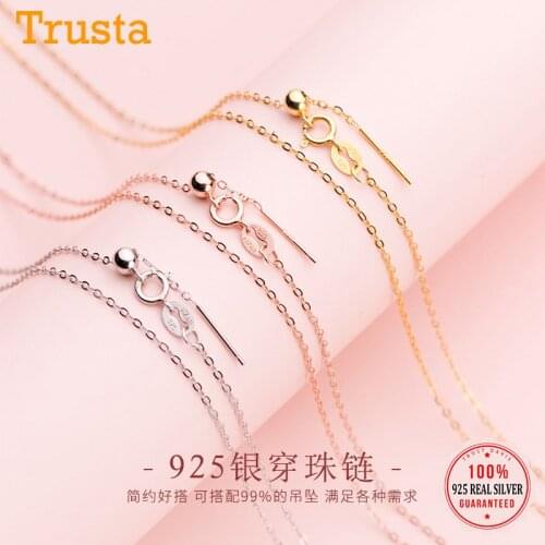 TrustDavis Genuine 925 Sterling Silver Fashion Sweet Star Box O Stick Short Chain For Woman 45cm Chain Necklace Wholesale DB1256