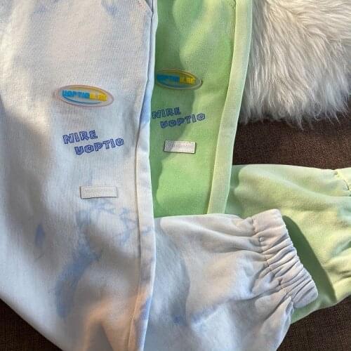 Women Tie Dye Printing Sports Pants Female Letter Loose Trousers Women Sports Pants Trousers Jogger Stretch Waist Streetwear