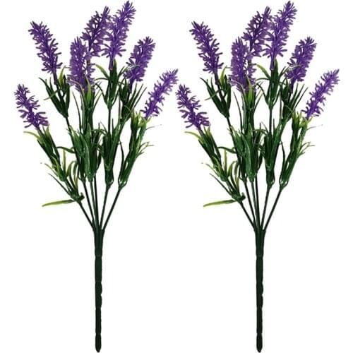 2 Bouquet Provence Lavender Artificial Flowers Faux Flower Home Wedding Decor Grain Decorative Plastic Fake Plant Silk Flowers