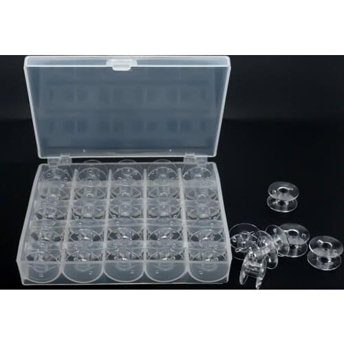 25Pcs Transparent Sewing Machine Bobbins Spools Empty Bobbins Spools Plastic Storage Box For Home Sewing Accessories Tools