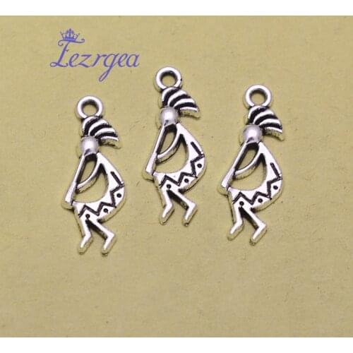 40pcs/lot--24x9mm, kokopelli cham,Antique silver plated Rain God charms,DIY supplies,Jewelry accessories