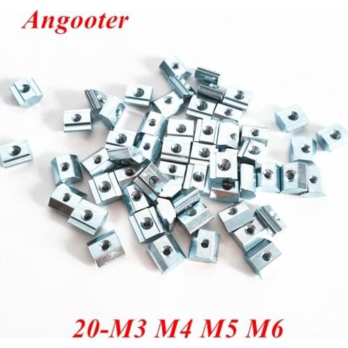 50pcs M3 M4 M5 M6 T Sliding Nut Square Block Nut Nuts for 2020 Series Aluminum Accessories Profile EU Standard type