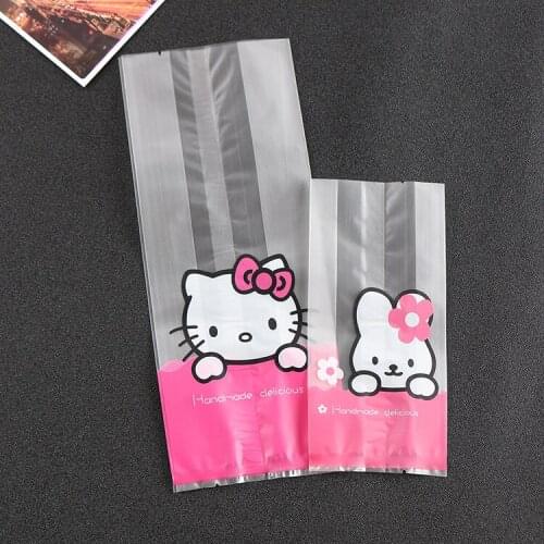 500 X Cute Pink Cat/Rabbit Present DIY Open-top Stand Cookie Candy Bags Birthday Party Decoration Machine Sealing Food Bag
