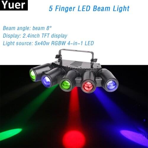 5X40w RGBW 4IN LED Beam Effect Light High Quality Separate Control 5 Finger Strobe Light DJ Disco Bar Stage Lighting DMX 512