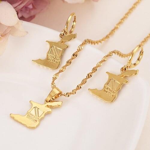 Bangrui New Fashion map Jewelry Set Pendant Necklace & Earring Fashion Circle Design Gold Color