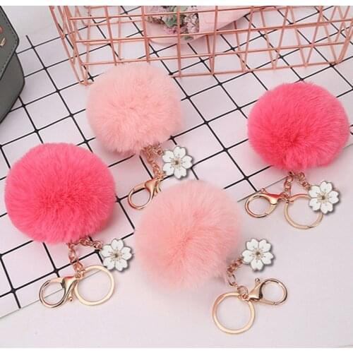 Bauhinia Charm 8cm Imitation Rex Rabbit Hair Ball Keychain Ladies Pendant Bag Small Charm